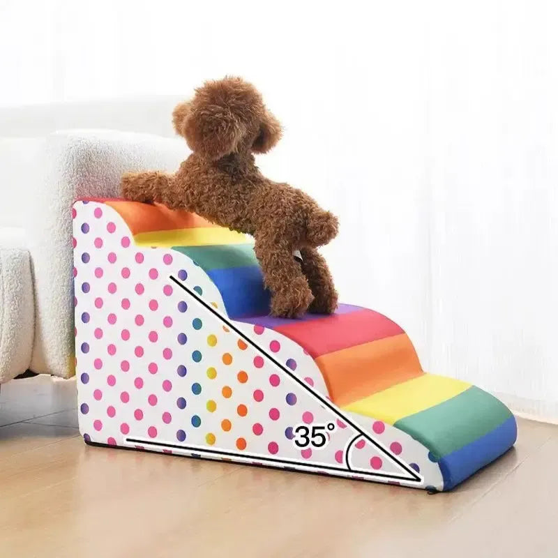 Colourful luxury dog stairs with washable cover