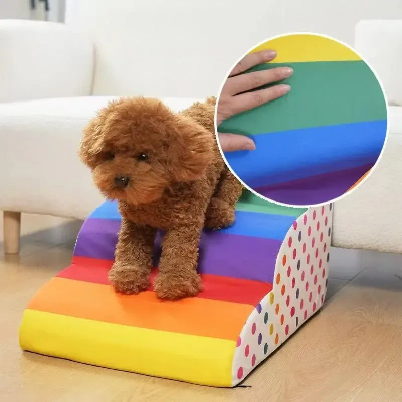 Colourful luxury dog stairs with washable cover