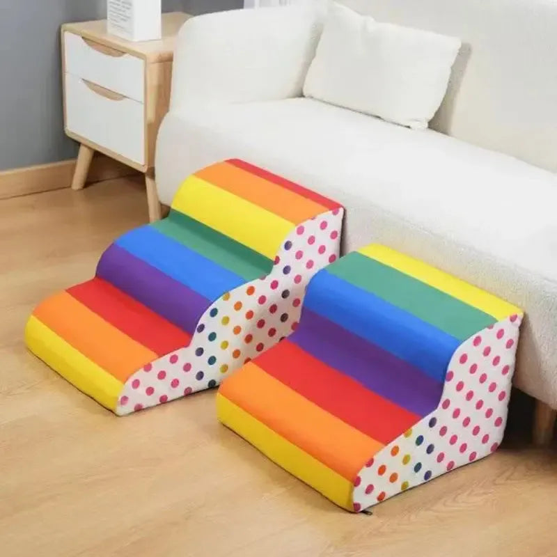 Colourful luxury dog stairs with washable cover