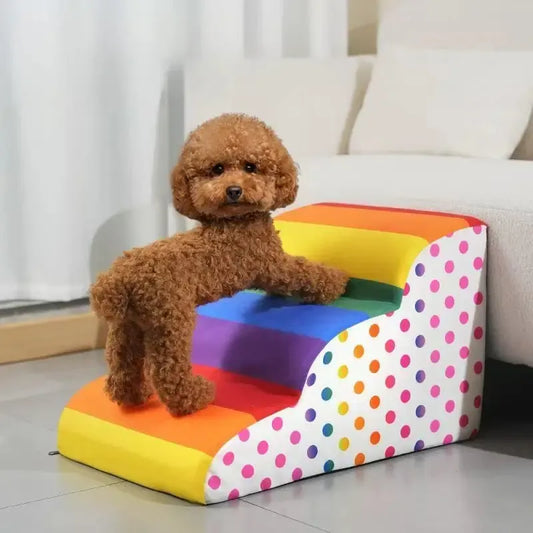 Colourful luxury dog stairs with washable cover