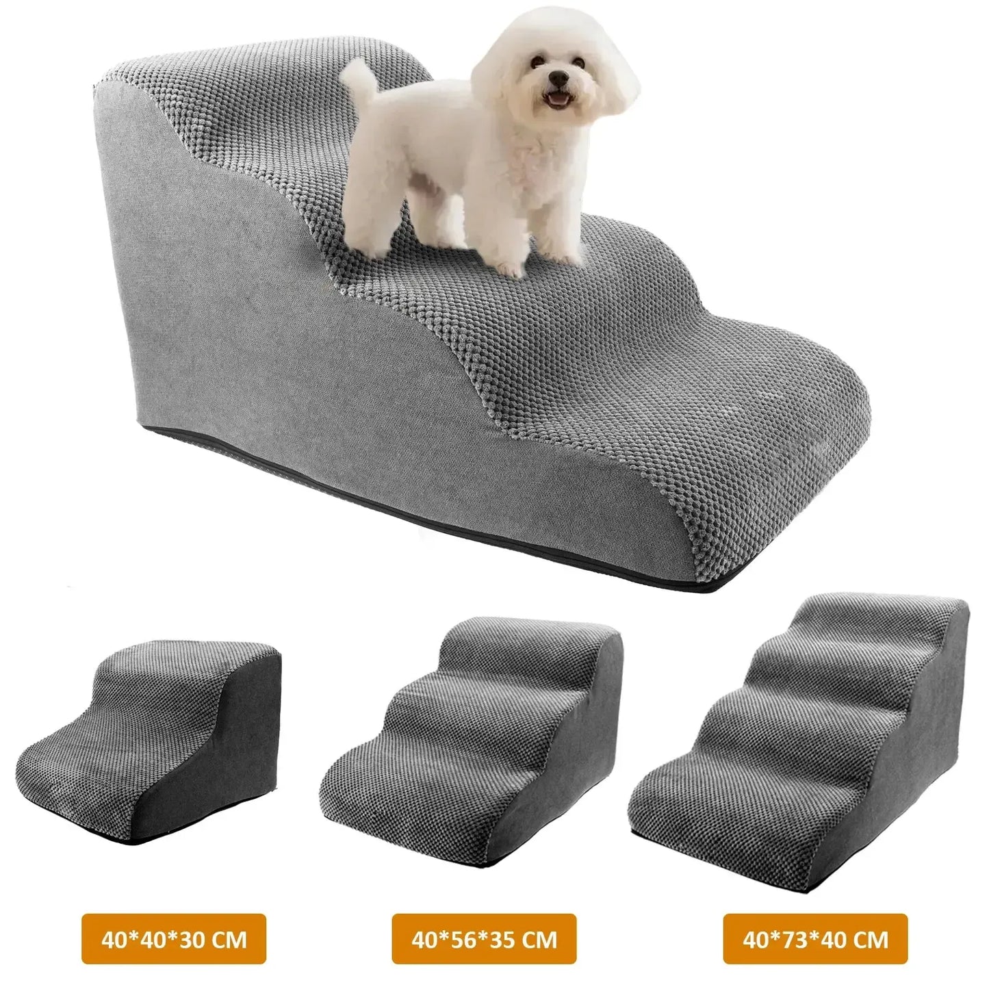 Curved corduroy dog stairs ramp for small dogs