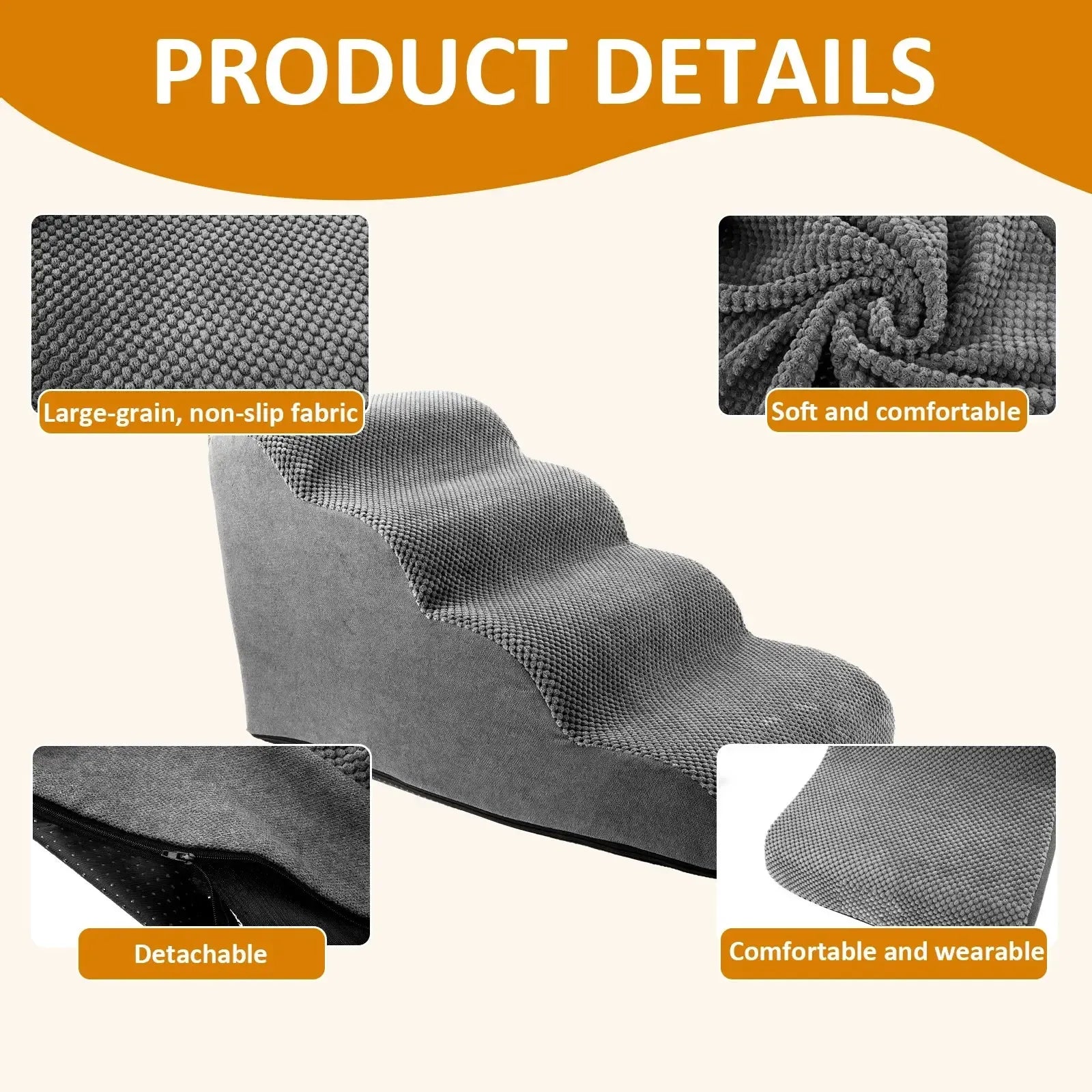 Curved corduroy dog stairs ramp for small dogs