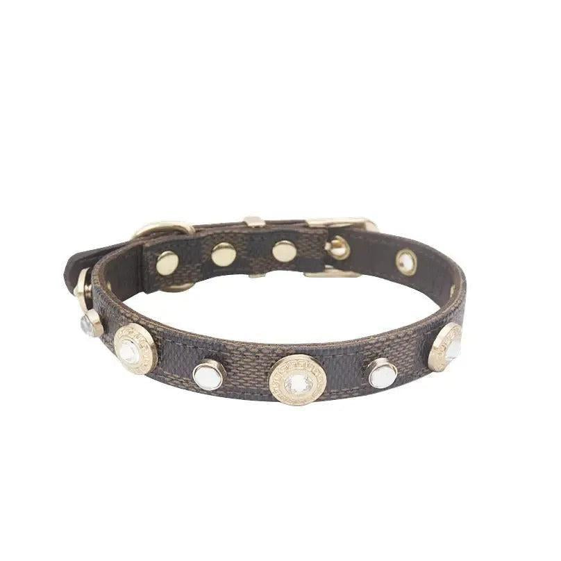 Designer Plaid Dog Collar with Rhinestones