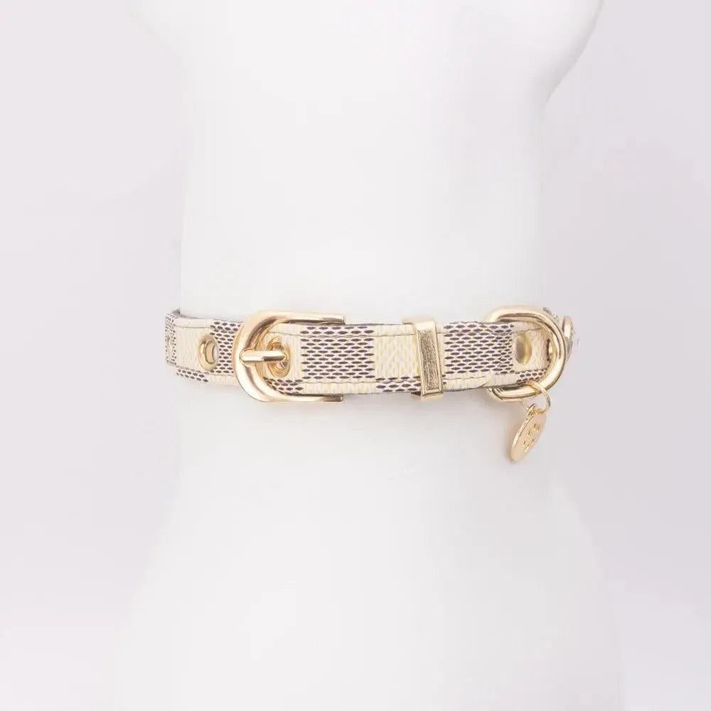 Designer Plaid Dog Collar with Rhinestones