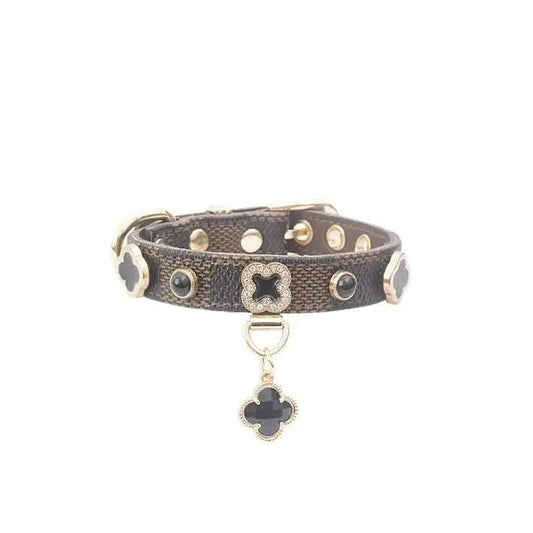 Designer Plaid Dog Collar with Rhinestones