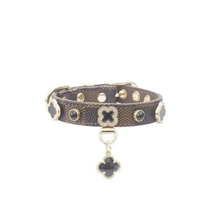 Designer Plaid Dog Collar with Rhinestones