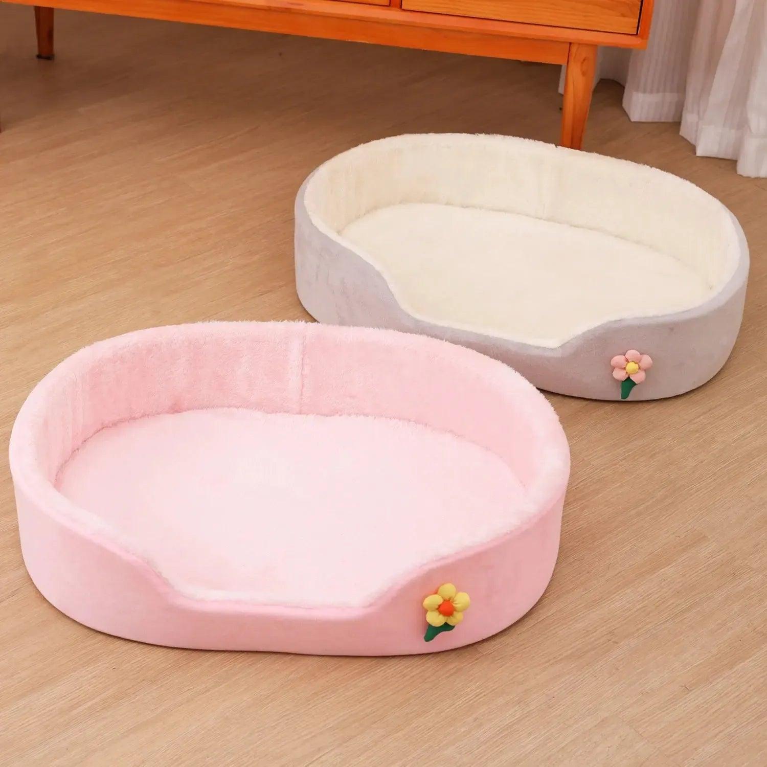 Dog Basket Bed Washable With Anti Slip Base Cushion