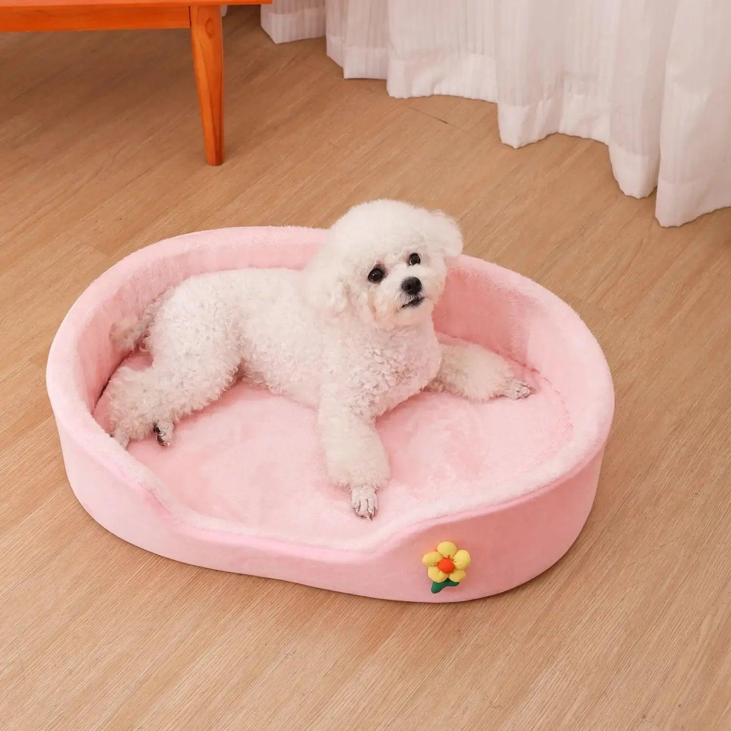 Dog Basket Bed Washable With Anti Slip Base Cushion