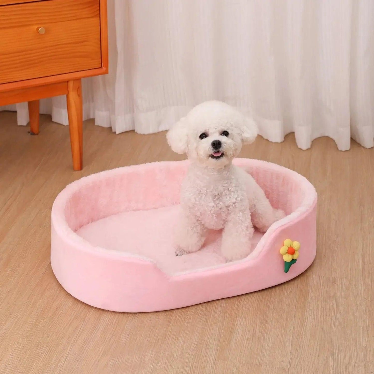 Dog Basket Bed Washable With Anti Slip Base Cushion