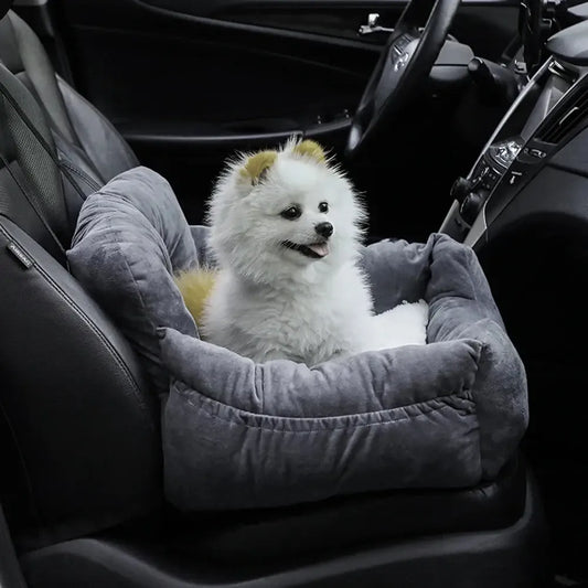 Dog Car Seat Bed Washable Travel with Straps & Pockets