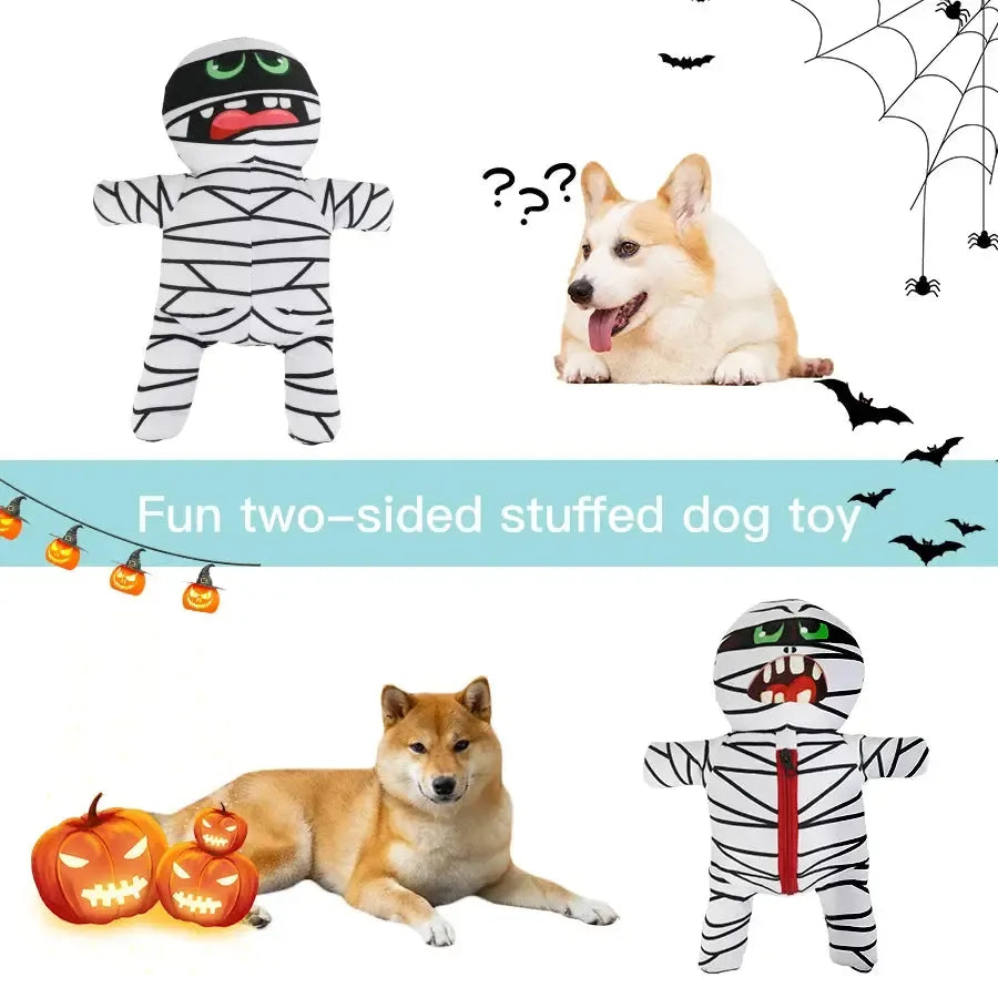 Dog Toys Halloween Plush Set – Soft Mummy Toys