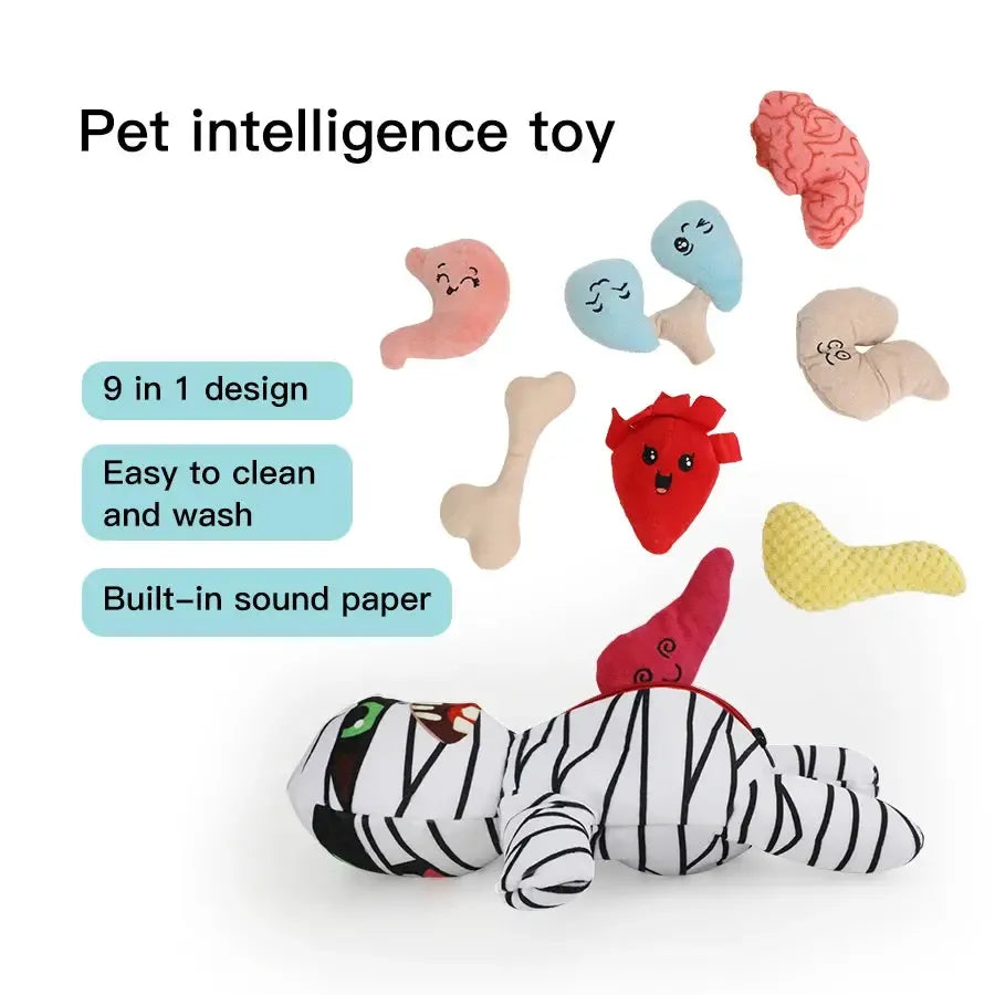 Dog Toys Halloween Plush Set – Soft Mummy Toys