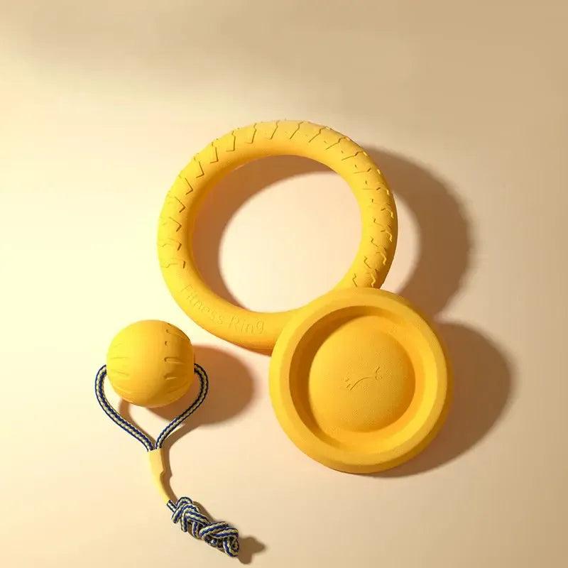 Durable Dog Toy Set – Flying Disc, Ball, Tug & Pull Ring