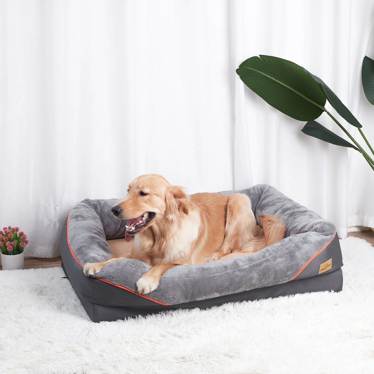 Extra large Orthopedic Dog Bed | Washable Bolster And Foam Support