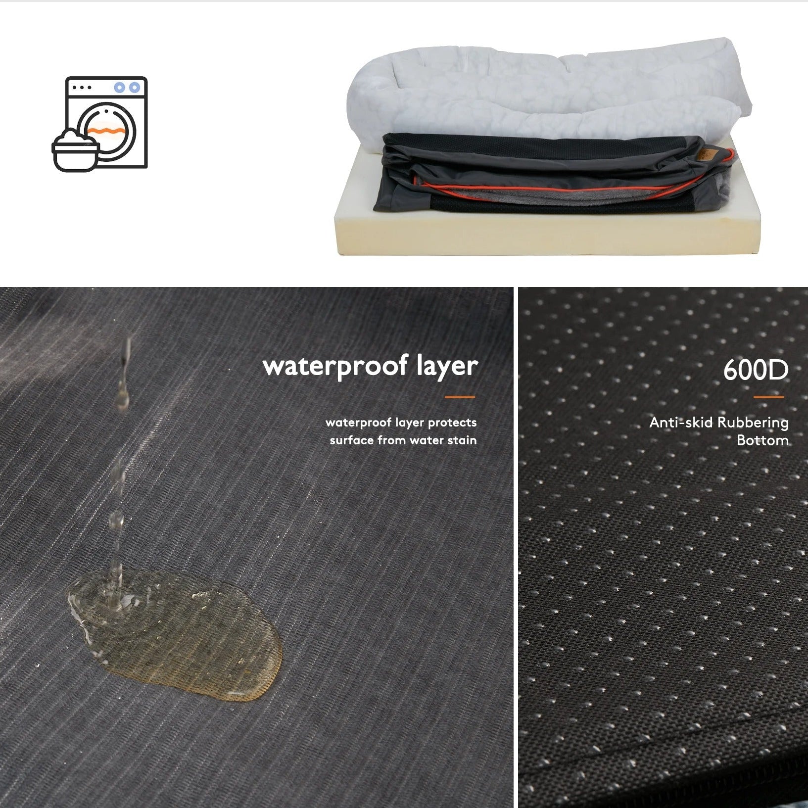 Extra large Orthopedic Dog Bed | Washable Bolster And Foam Support