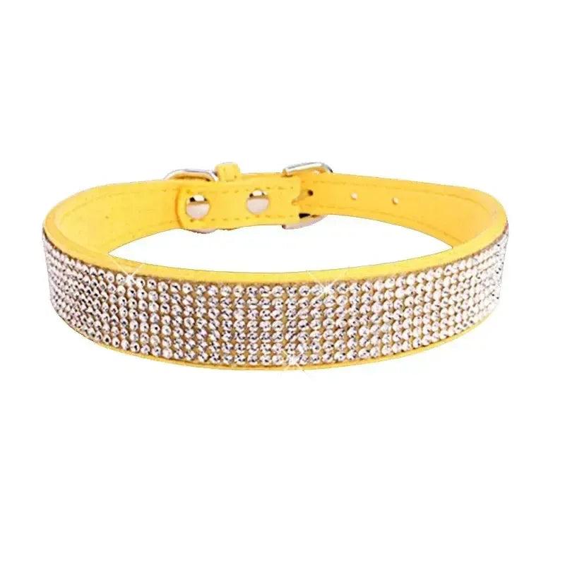 Glitter Rhinestone Suede Dog Collar