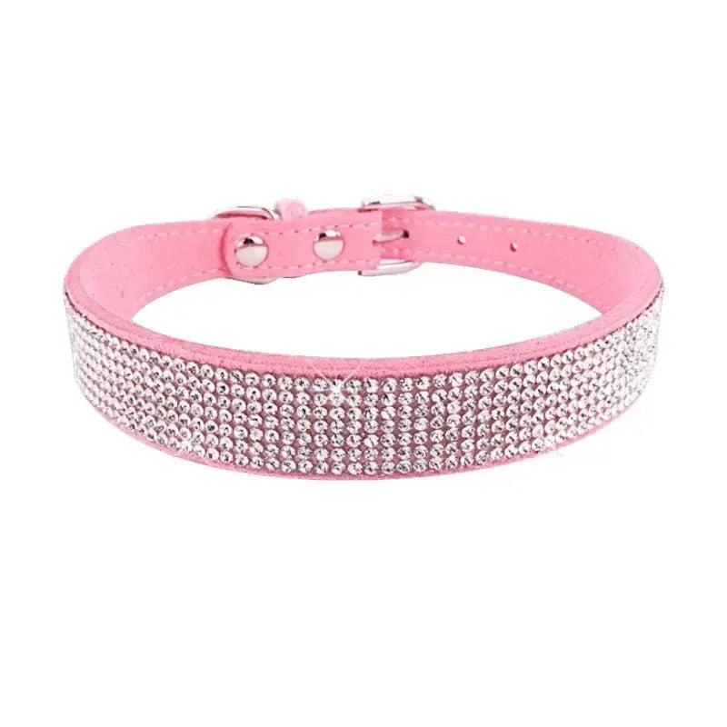 Glitter Rhinestone Suede Dog Collar