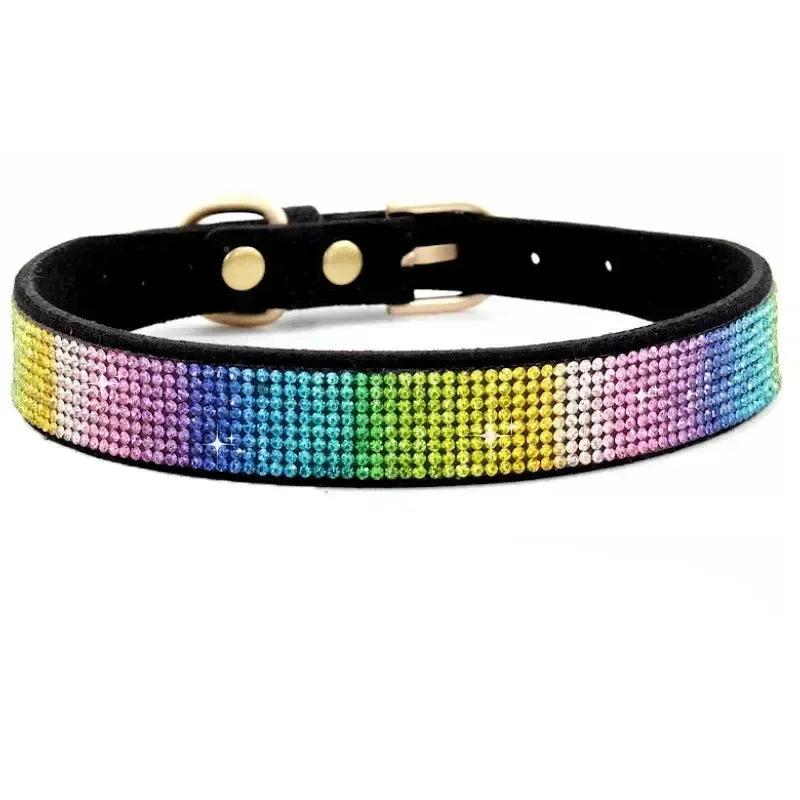 Glitter Rhinestone Suede Dog Collar