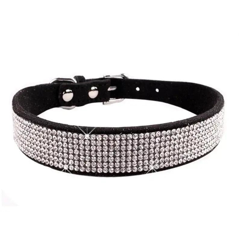 Glitter Rhinestone Suede Dog Collar