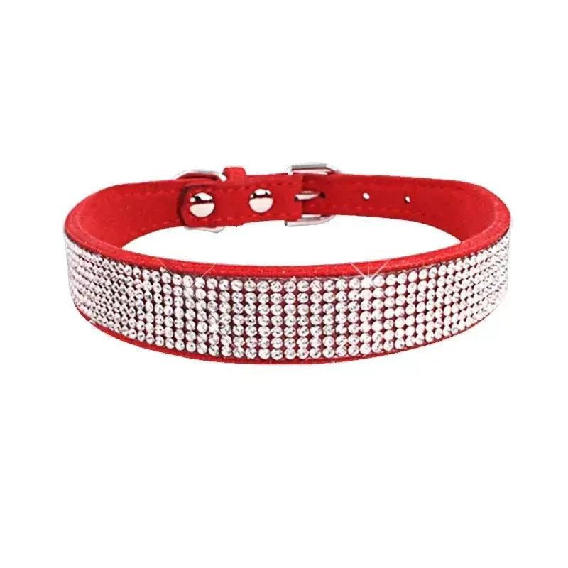 Glitter Rhinestone Suede Dog Collar