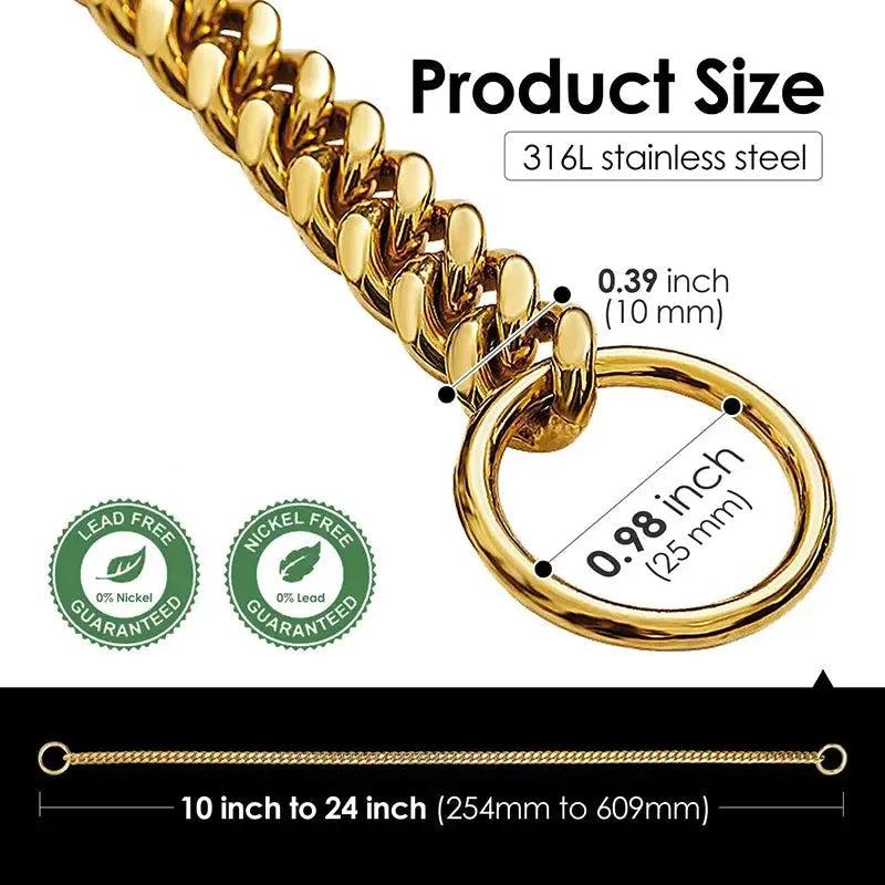 Gold Chain Dog Collar for Strong Dogs – Stainless Steel