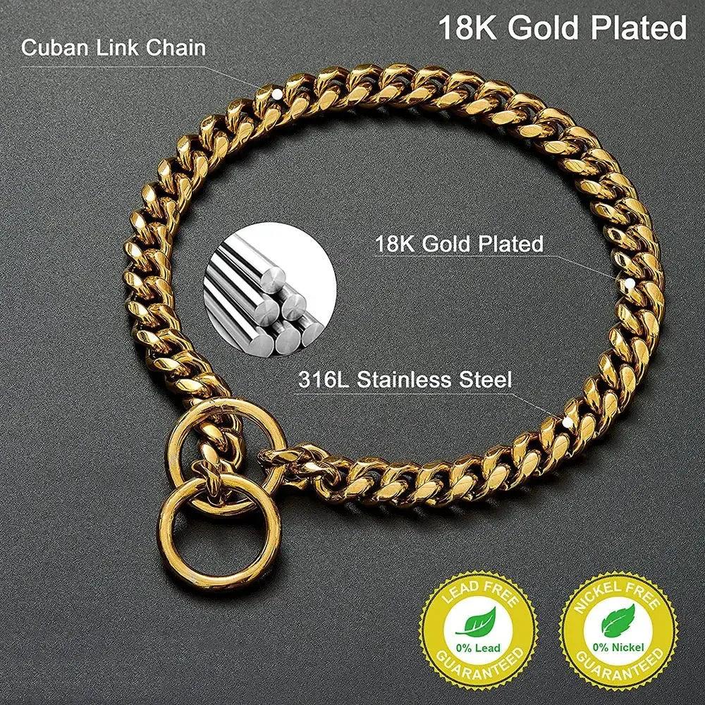 Gold Chain Dog Collar for Strong Dogs – Stainless Steel