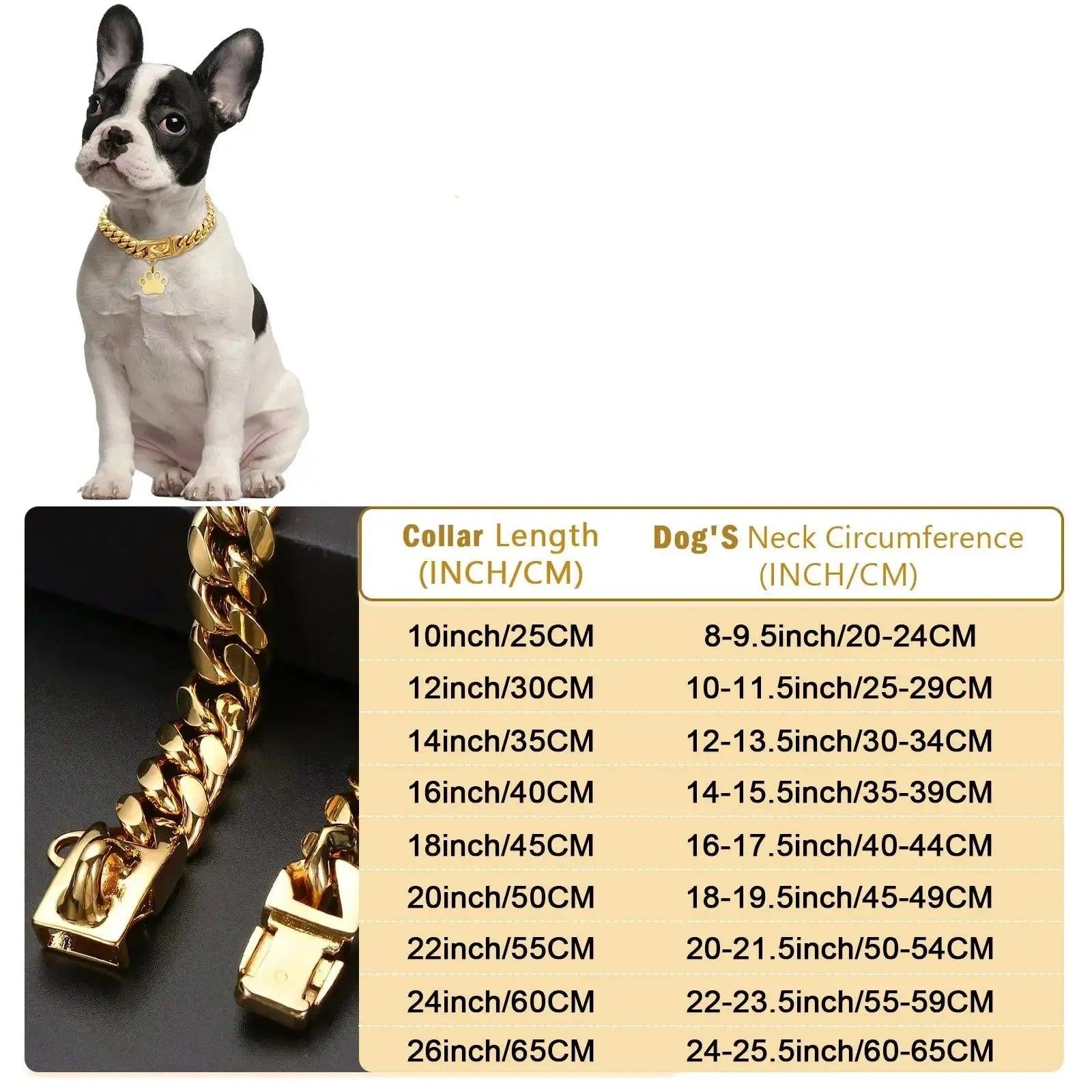 Heavy-Duty Gold Plated Cuban Link Dog Collar