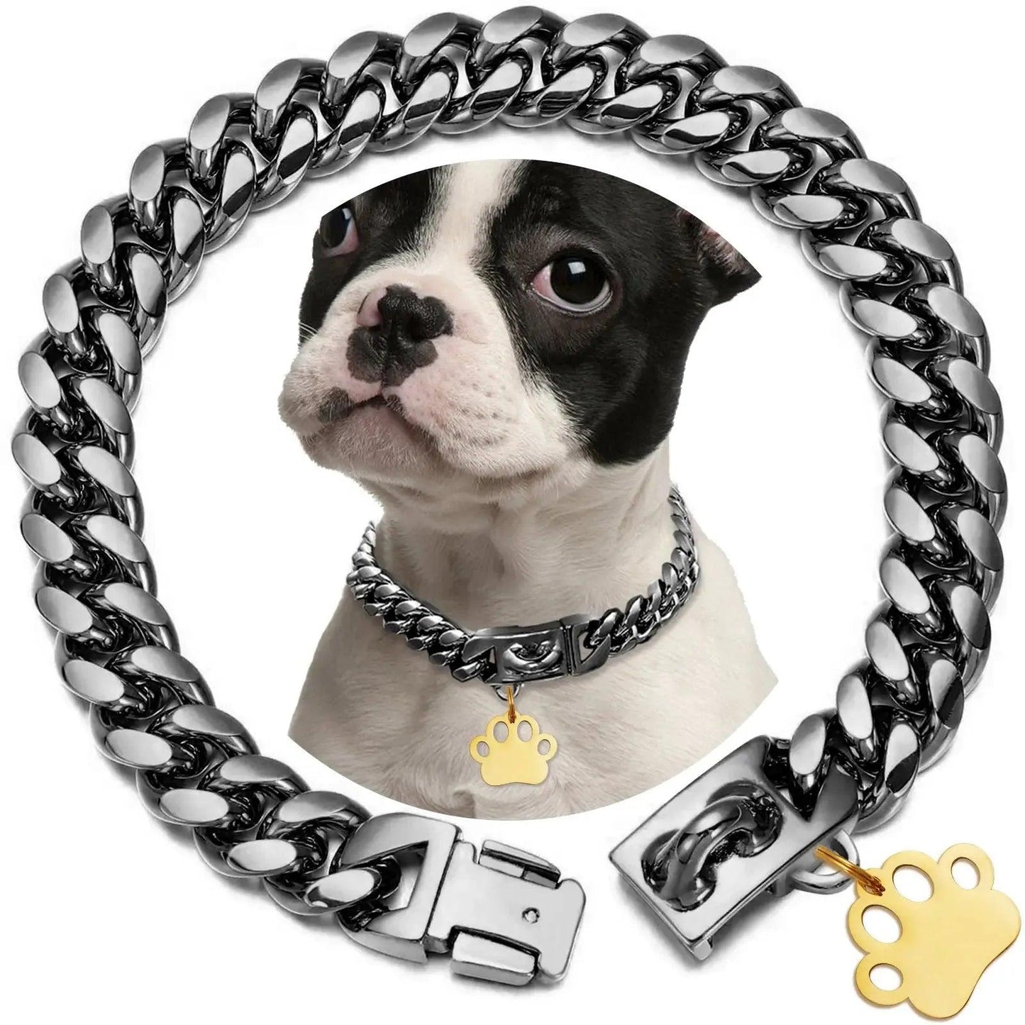 Heavy-Duty Gold Plated Cuban Link Dog Collar