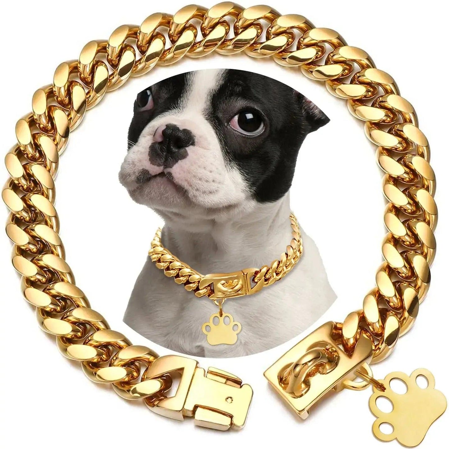 Heavy-Duty Gold Plated Cuban Link Dog Collar