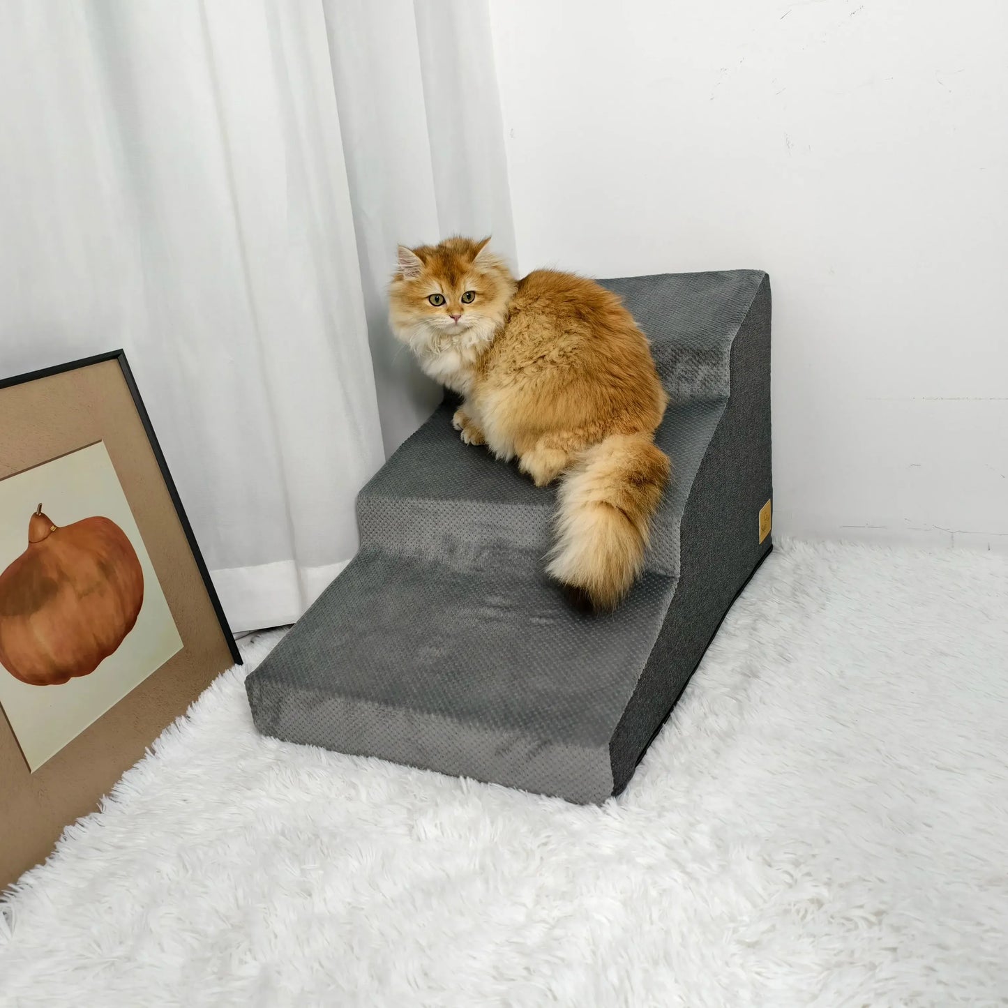High-density foam dog stairs with washable cover