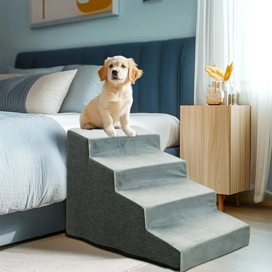 High-density foam dog stairs with washable cover