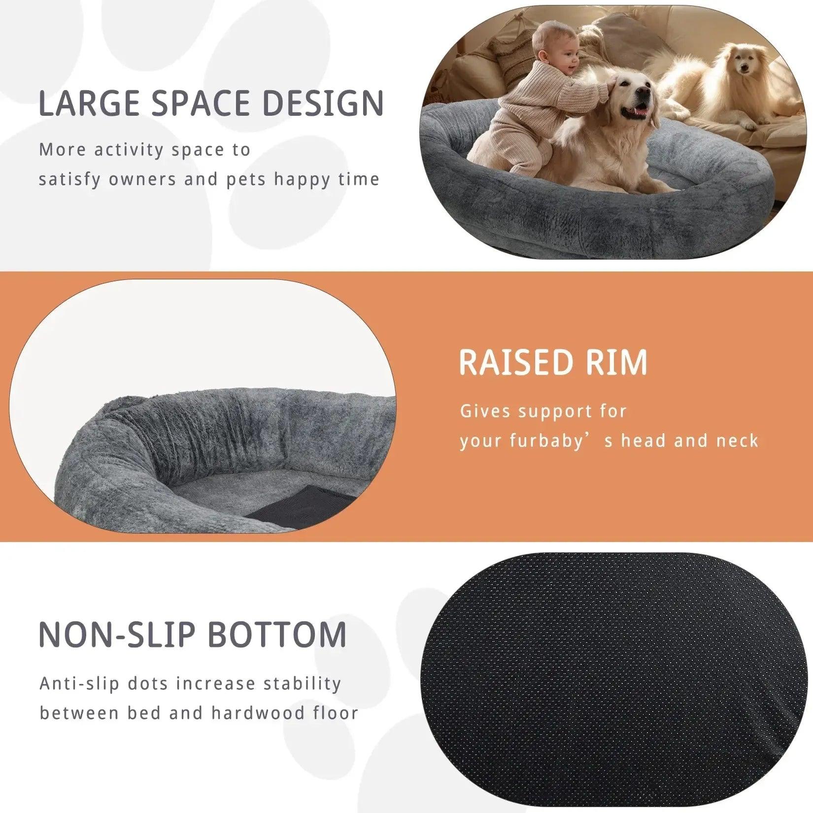 Human Dog Bed for Pets & Adults | XXL Orthopedic Bolster