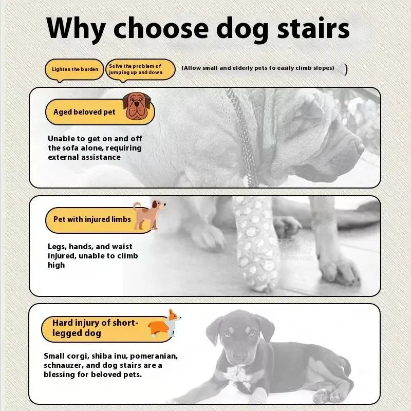 Joint safety stairs for elderly dogs with washable cover