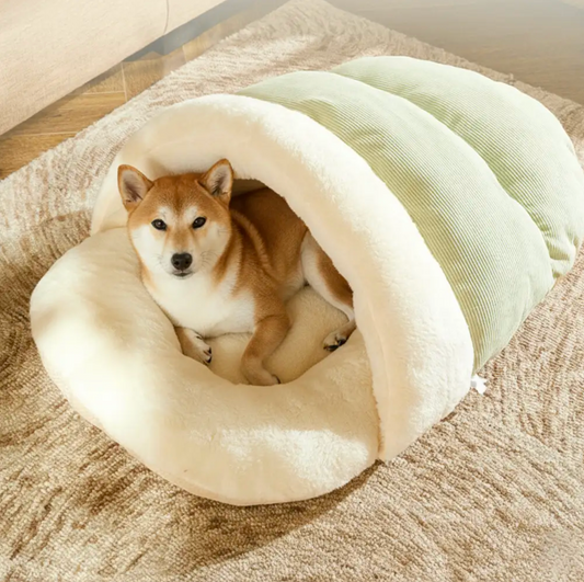 Enclosed Slipper-Style Dog Bed | Corduroy, Warm & Secure