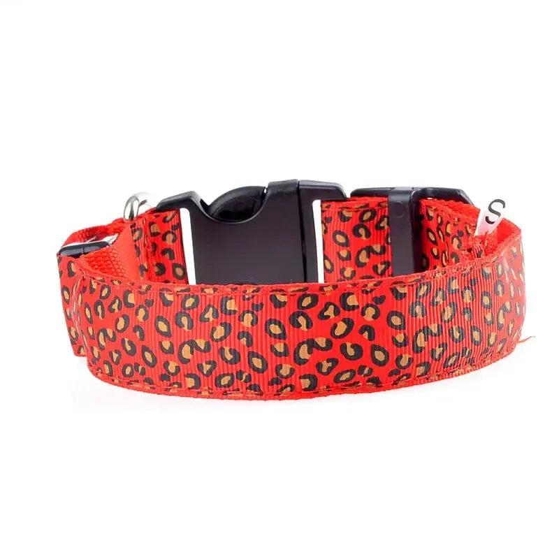 Leopard Print LED Dog Collar – Light Up, Adjustable & Safe
