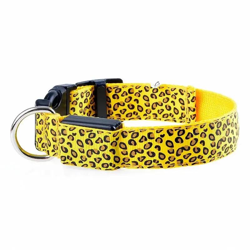 Leopard Print LED Dog Collar – Light Up, Adjustable & Safe