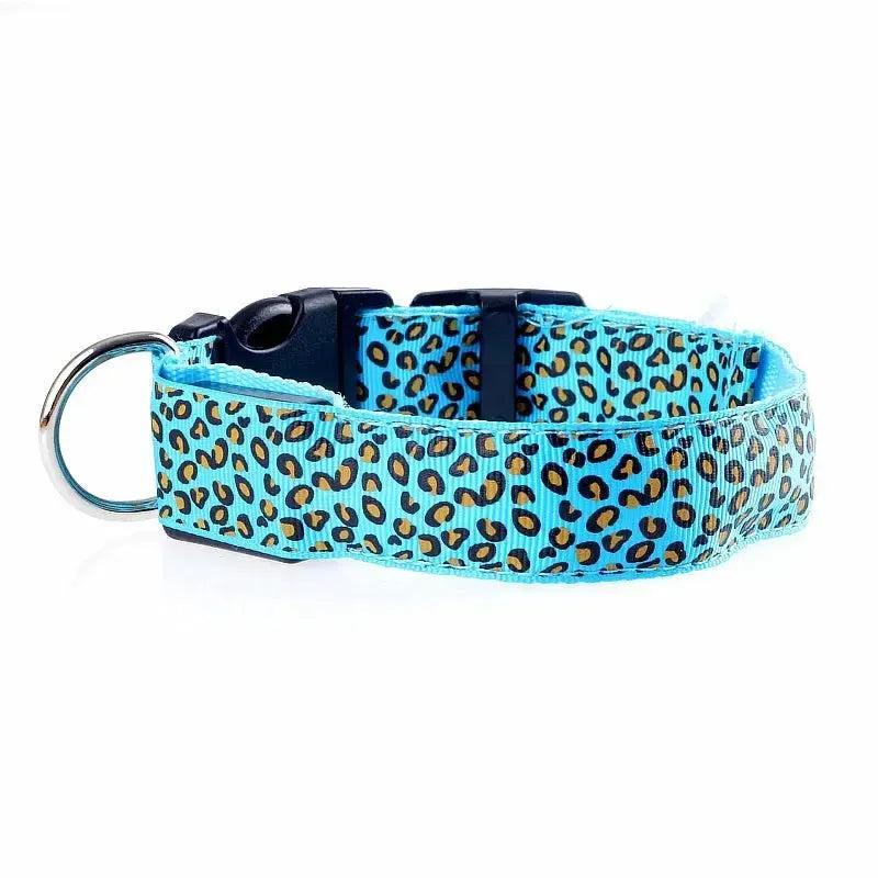Leopard Print LED Dog Collar – Light Up, Adjustable & Safe