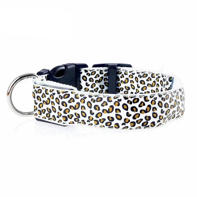 Leopard Print LED Dog Collar – Light Up, Adjustable & Safe