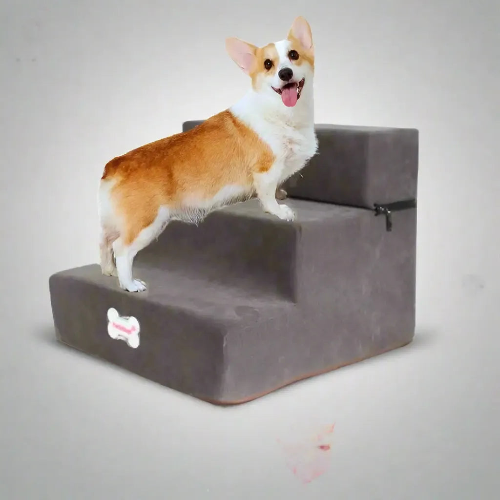 Memory foam dog stairs with non-slip base