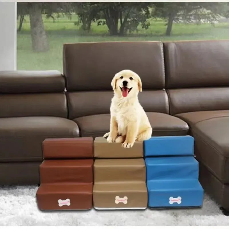 Memory foam dog stairs with non-slip base