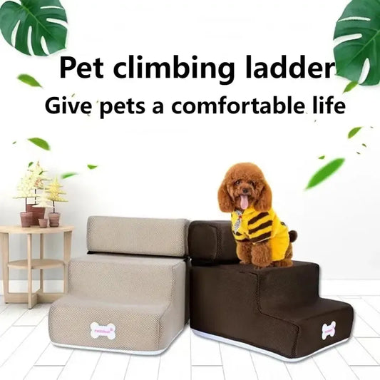 Memory foam dog stairs with non-slip base