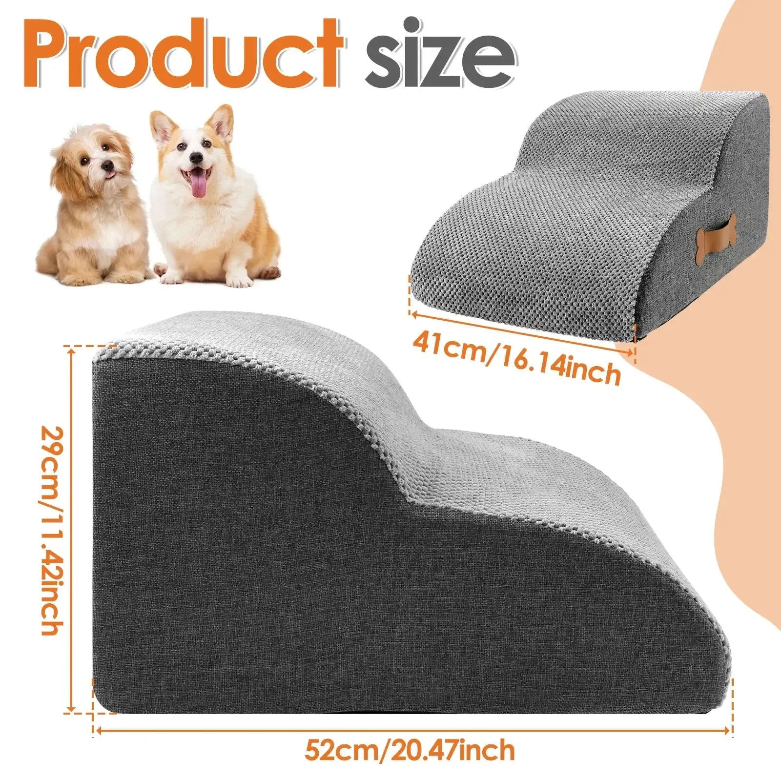 Memory foam dog stairs with washable corduroy cover