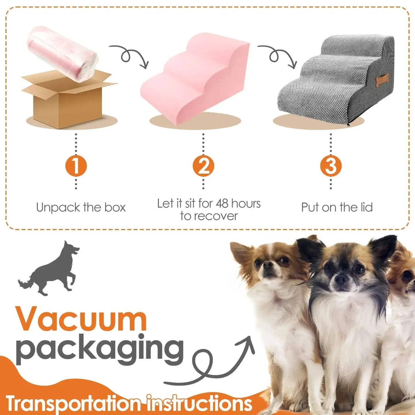 Memory foam dog stairs with washable corduroy cover