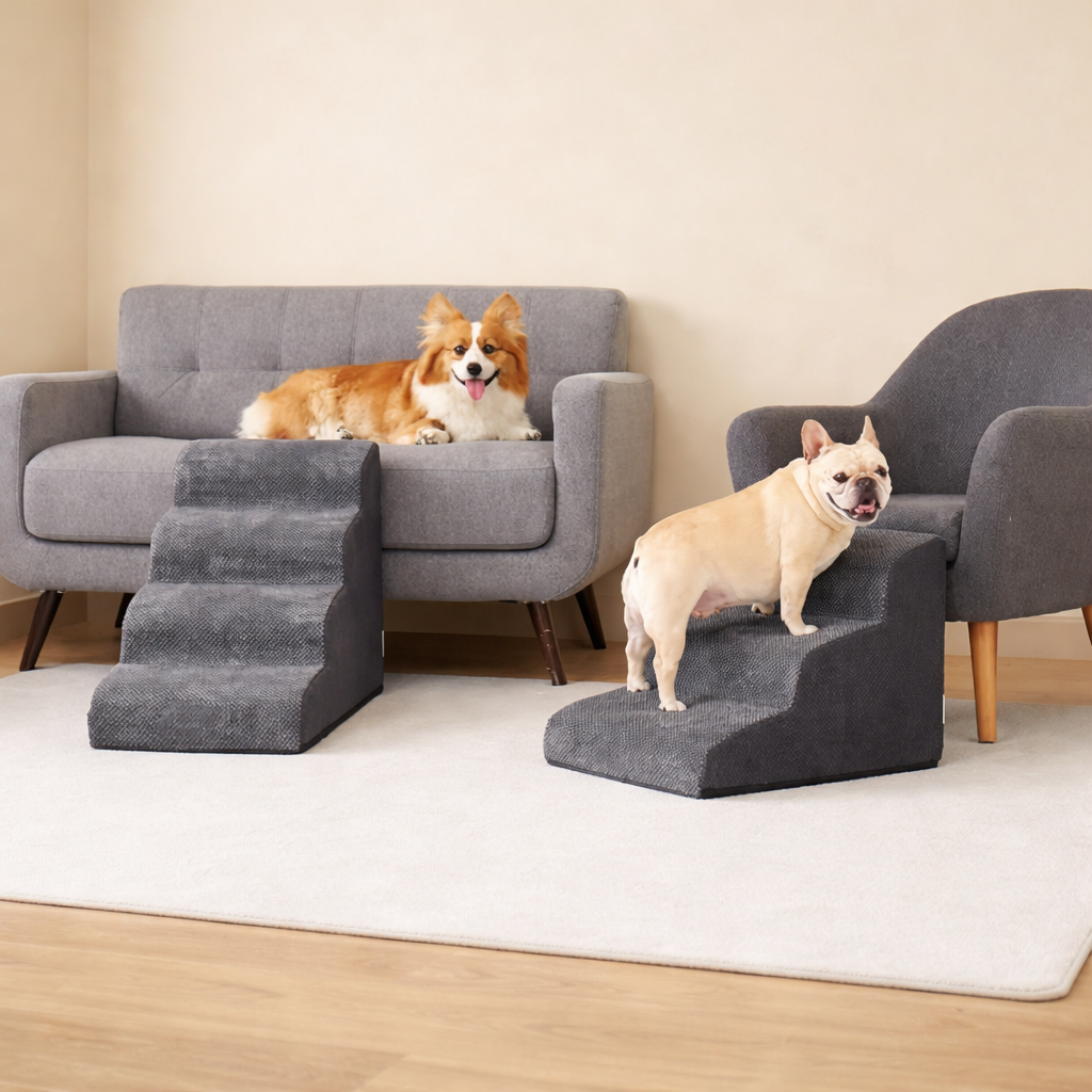 Memory foam dog stairs with washable corduroy cover