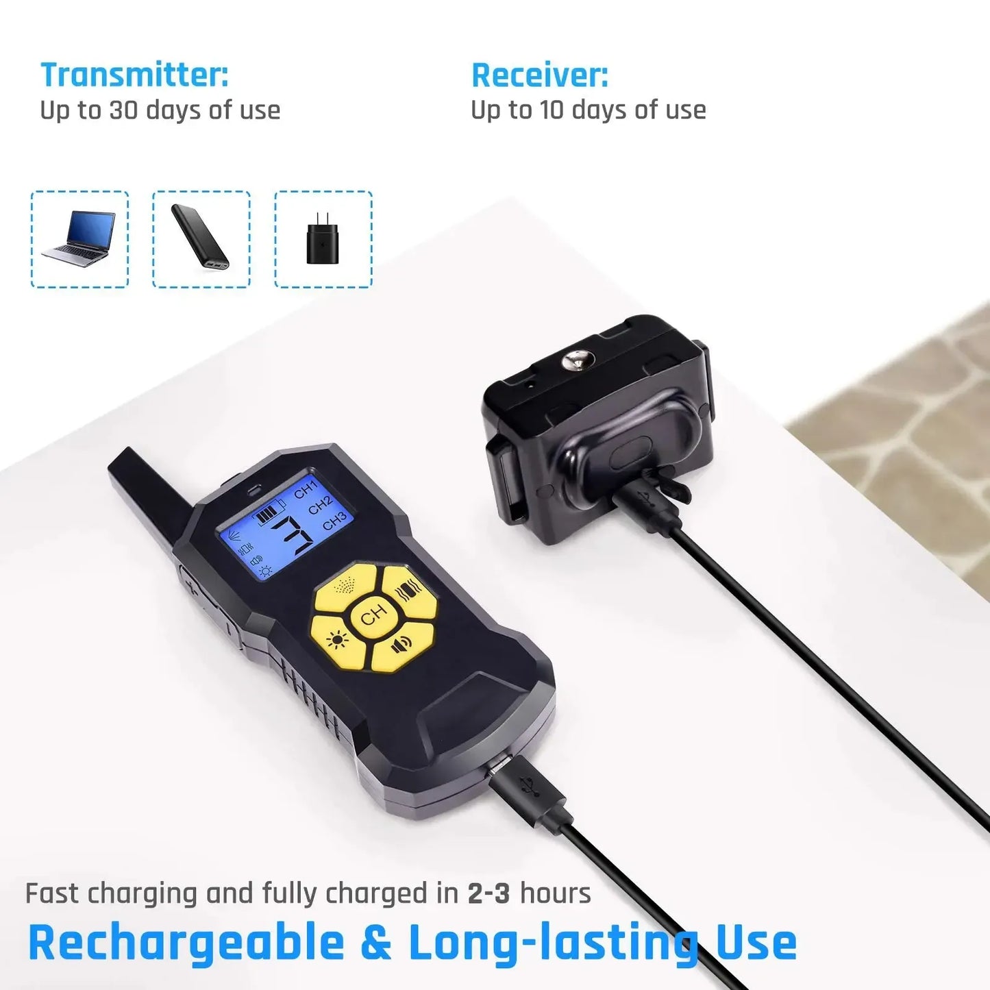 No Shock Spray Dog Bark Collar with Remote Trainer - For 2 dogs