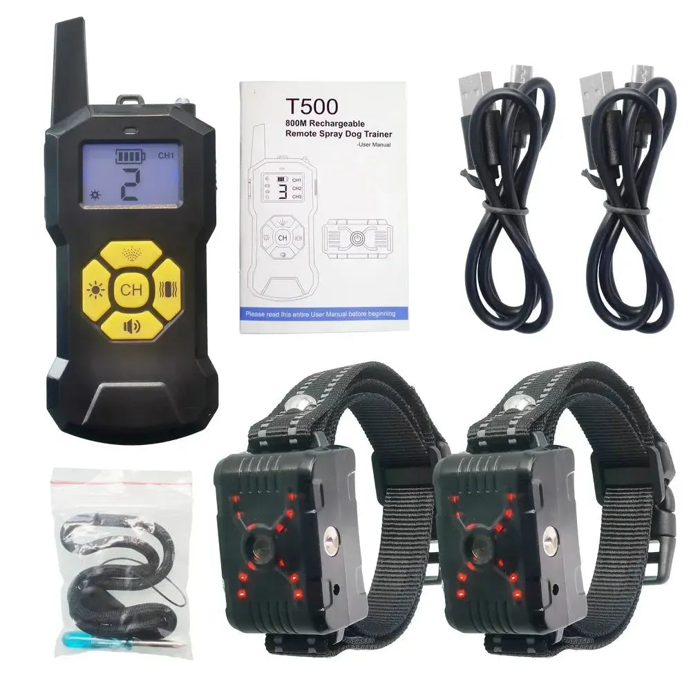No Shock Spray Dog Bark Collar with Remote Trainer - For 2 dogs