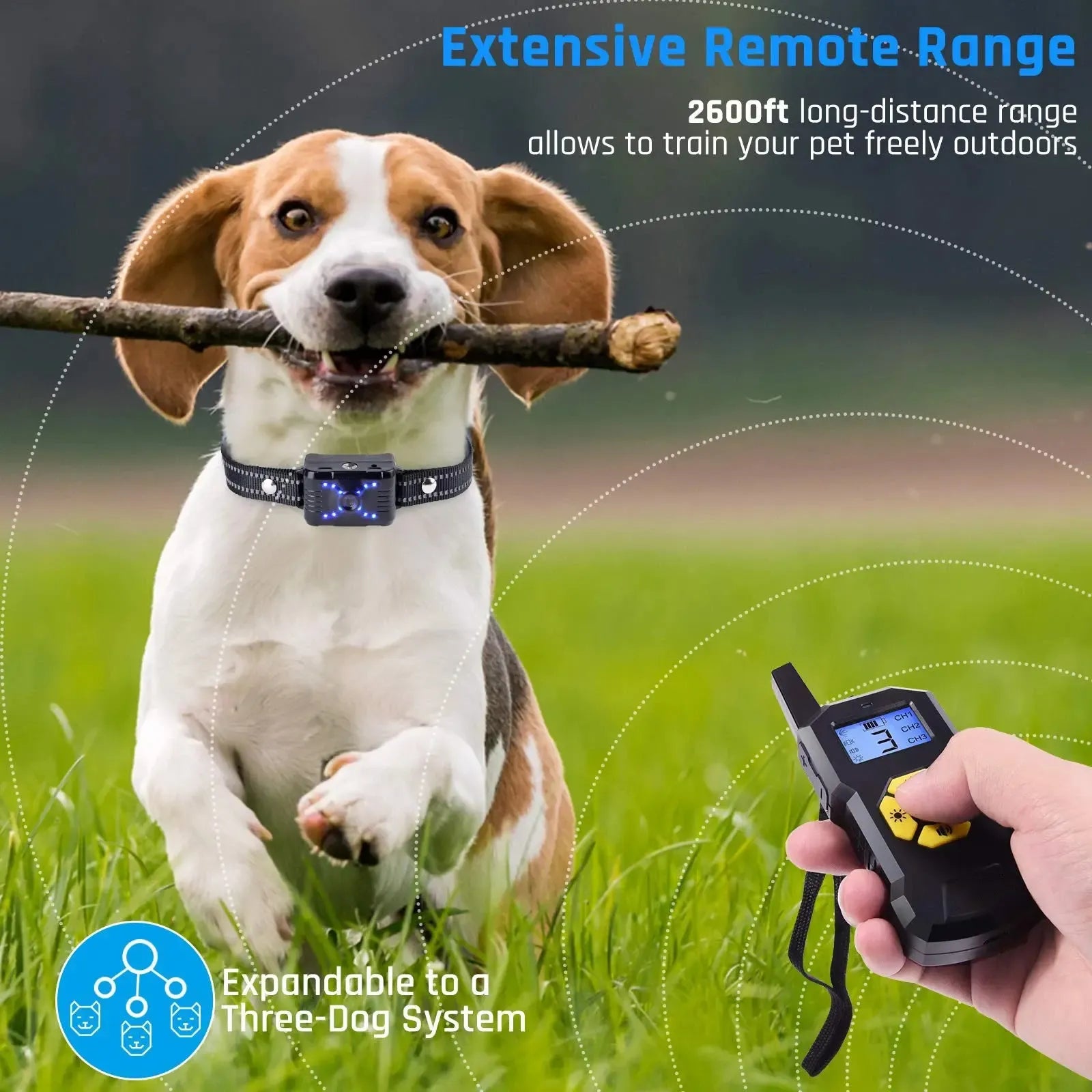 No Shock Spray Dog Bark Collar with Remote Trainer - For 3 dogs