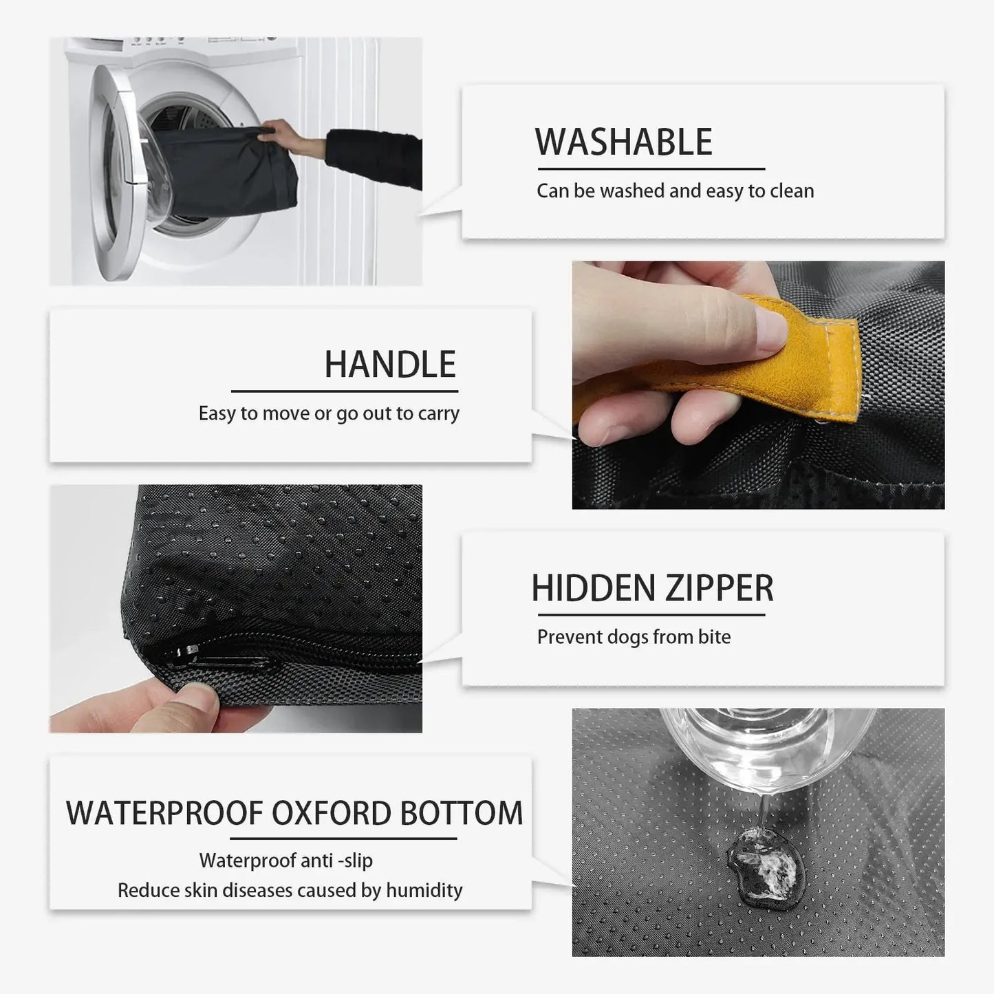 Orthopedic Waterproof Washable Oxford Dog Bed With Handle