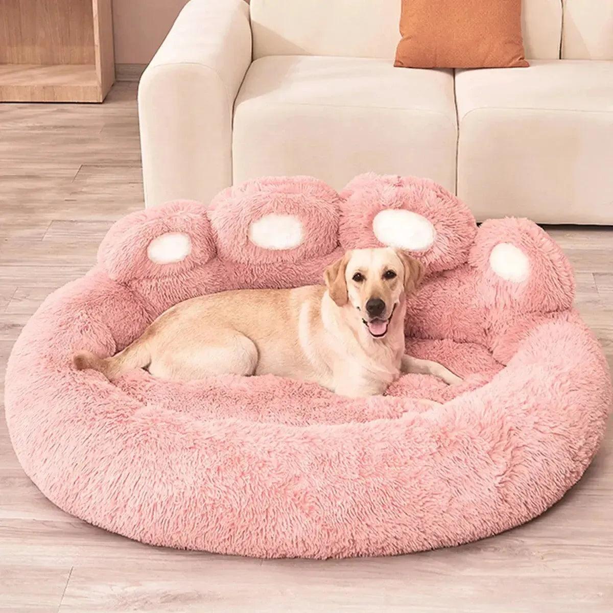Plush Calming Paw Dog Bed