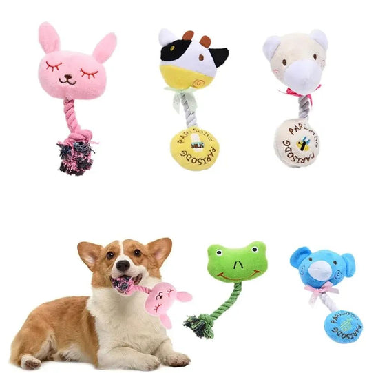 Plush Squeaky Rope Dog Toy – 17cm Puppy Chew Toy